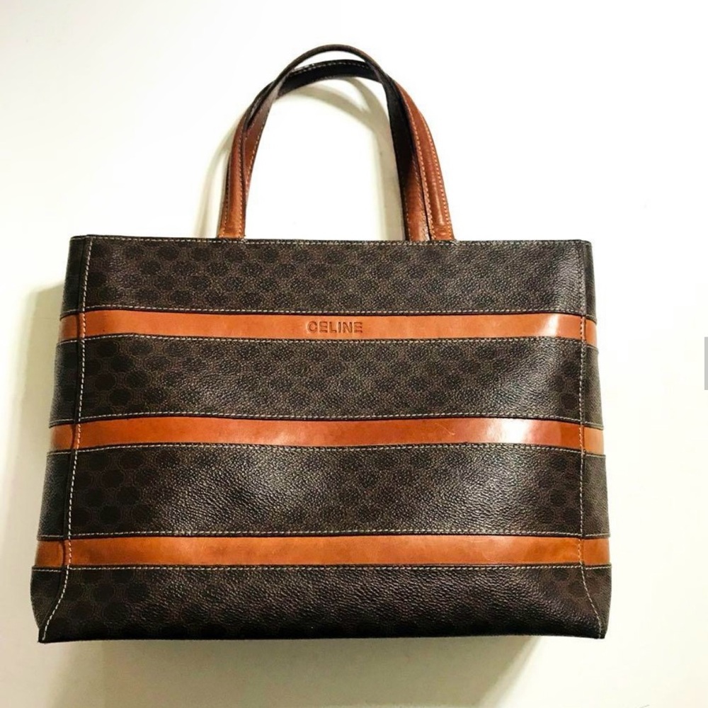 Authentic Celine Brown Leather Tote Bag